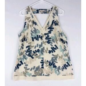Banana Republic Neutral Print V Neck Blouse Size Small